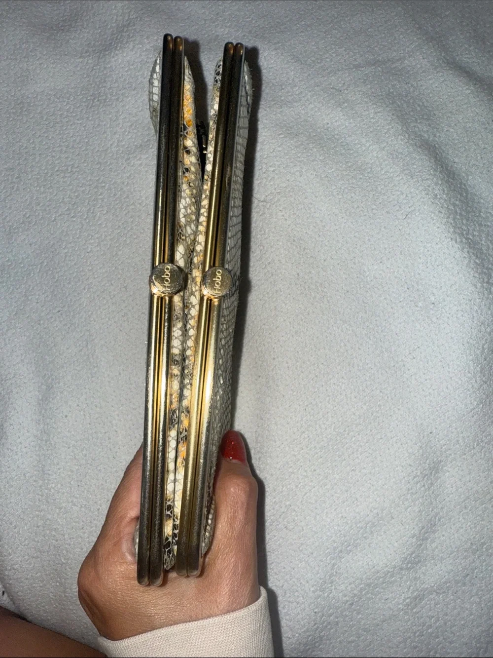 HOBO Gold Mesh Floral Evening Clutch